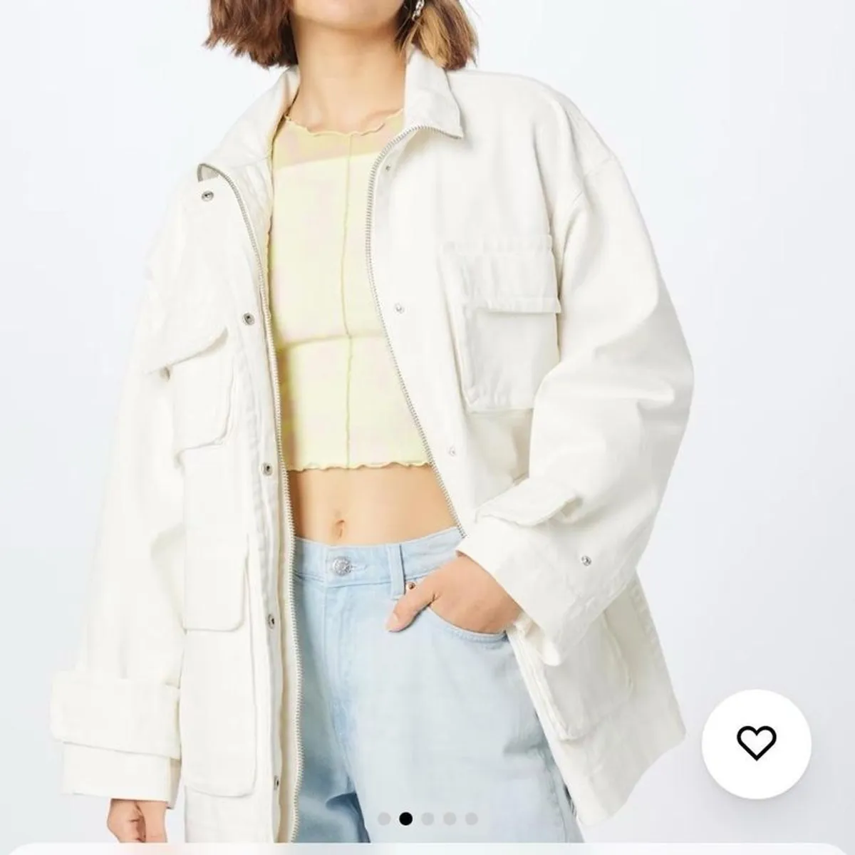 Monki oversized cream jacket with pockets and button closure - Image 1