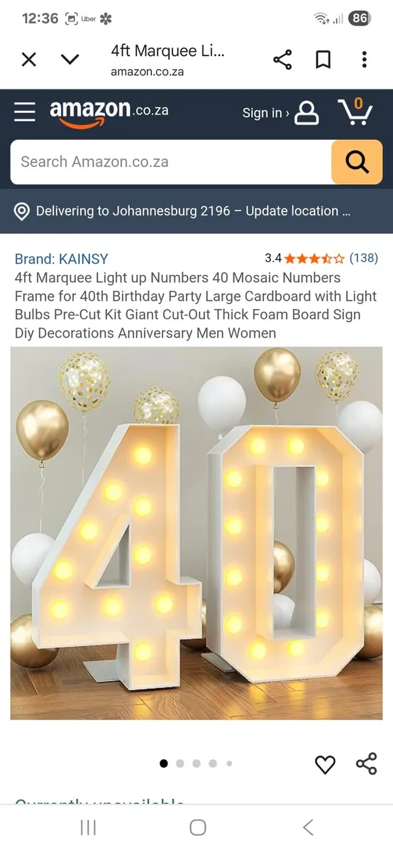 4ft led light up numbers for parties etc