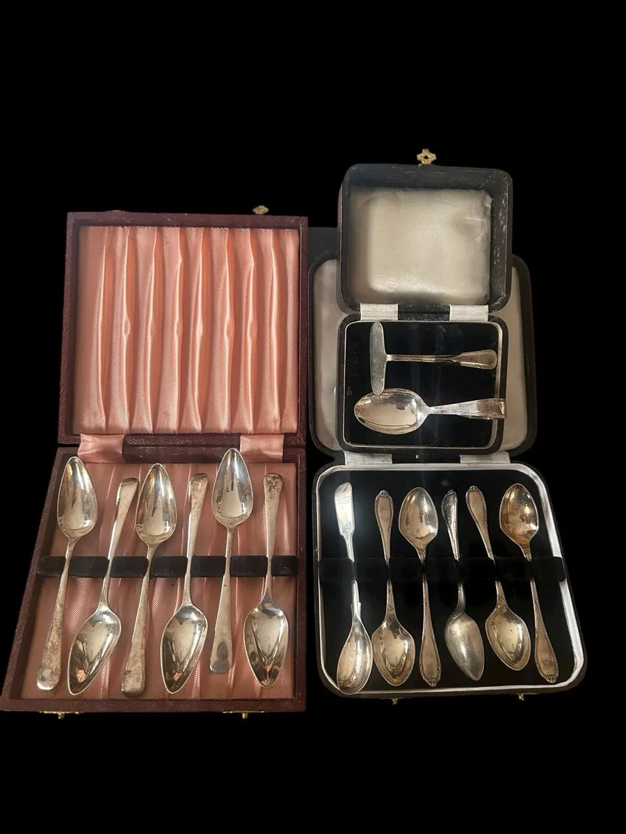 Vintage Silver Plate Spoons Sets X 3 - Image 1