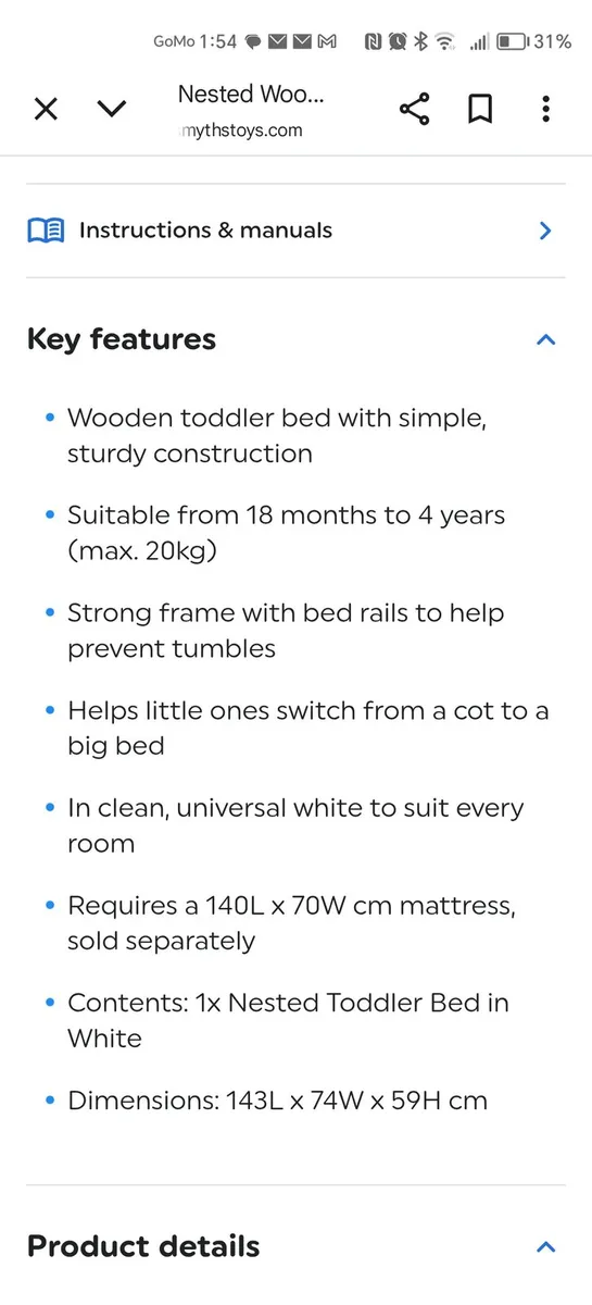 Toddler Bed with mattress - Image 2