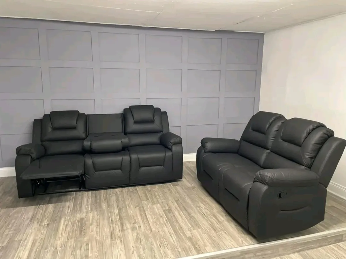 Axel 3+2 Manual Leather Recliner Sofa Set - Image 1