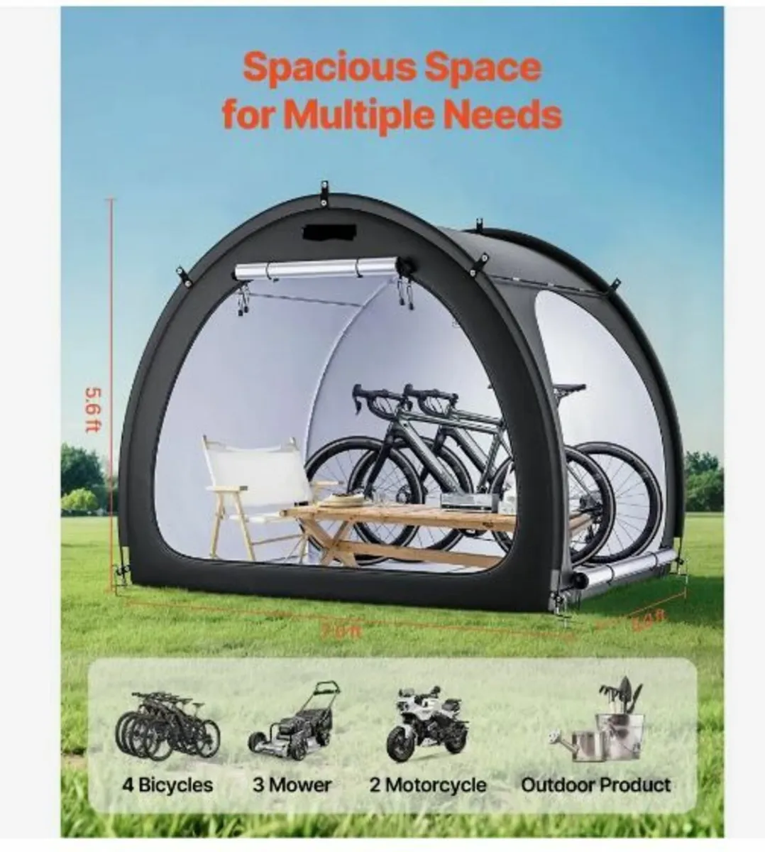 Bike Storage Tent, 4 to 5 Bikes, Outdoor - Image 3