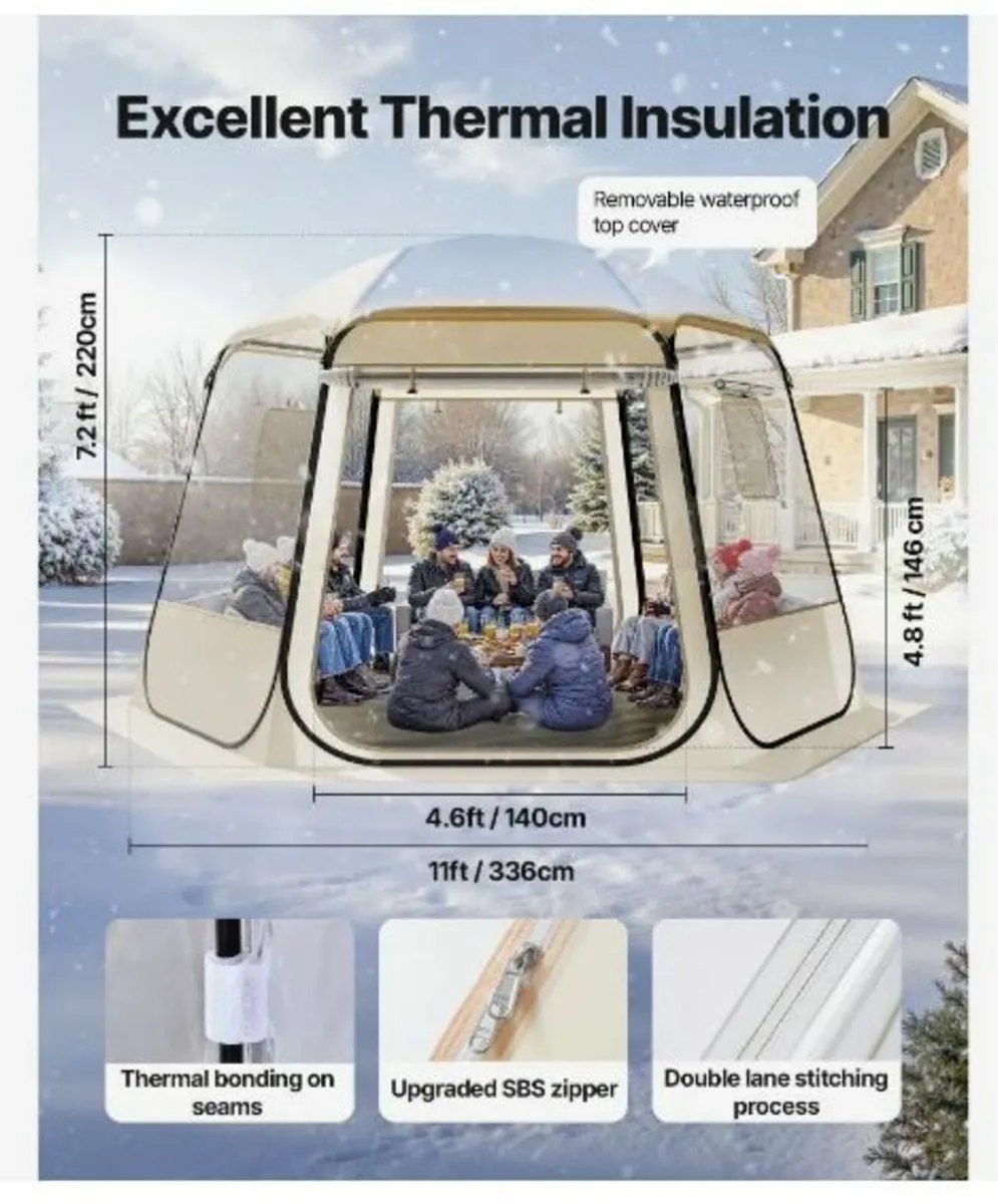 Pop up Bubble Tent, 3.36 x 3.05 m Waterproof - Image 2