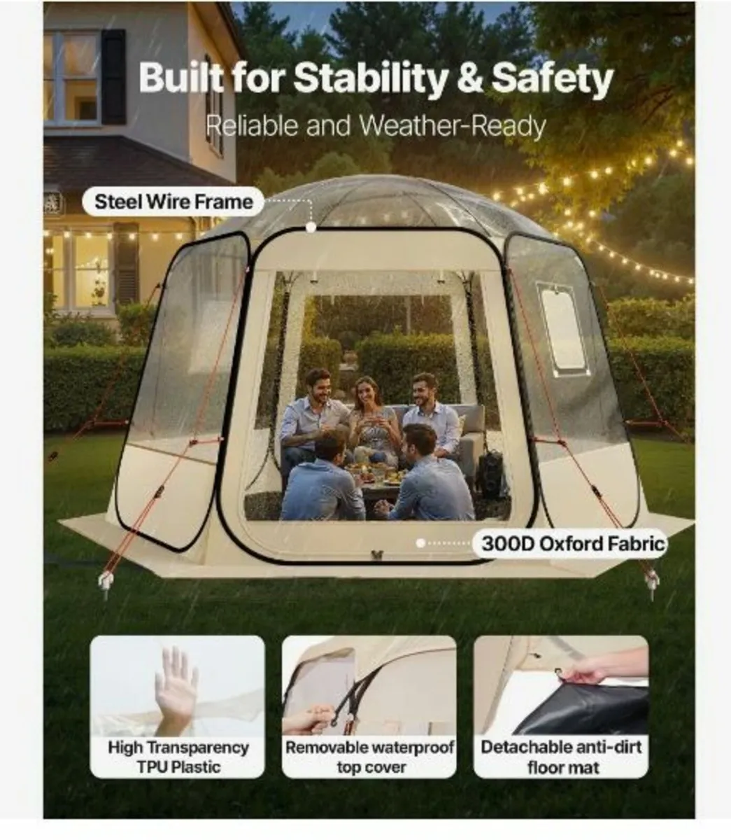 Pop up Bubble Tent, 3.36 x 3.05 m Waterproof - Image 4