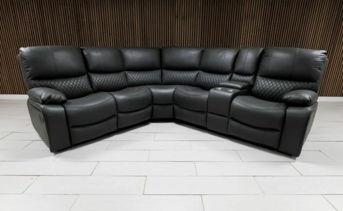 Rita Leather Recliner Sofa With Consoles - Image 1