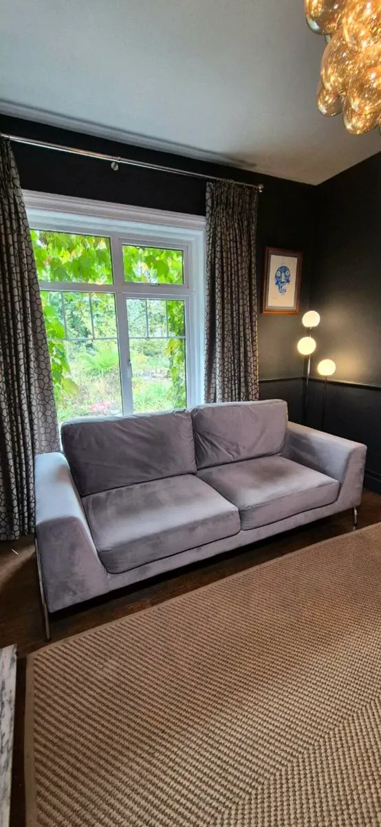Grey Velvet Sofa - Image 1