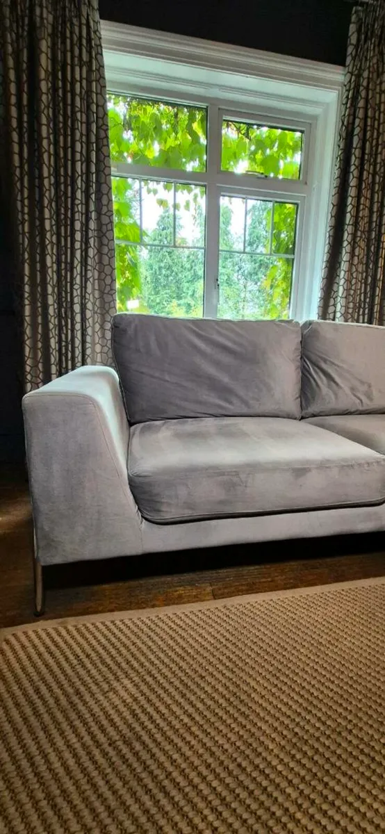 Grey Velvet Sofa - Image 2