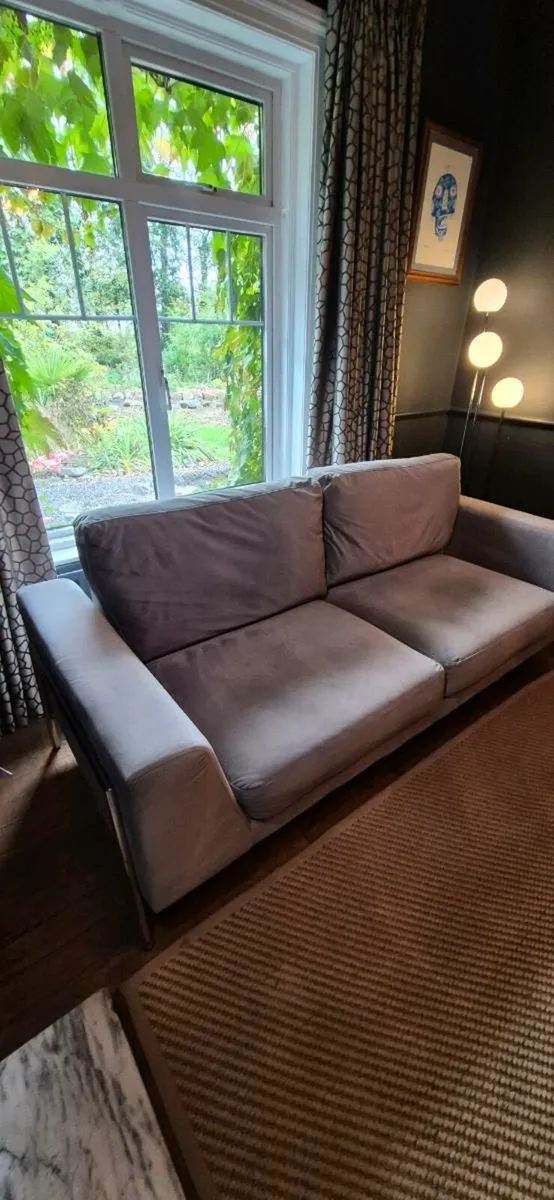 Grey Velvet Sofa - Image 3