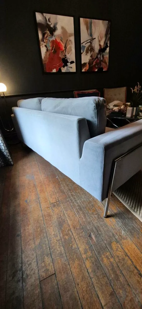 Grey Velvet Sofa - Image 4