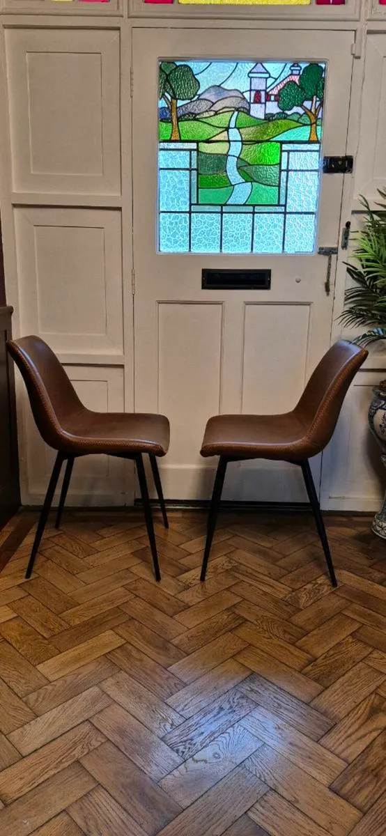 6 leather dining chairs - Image 2