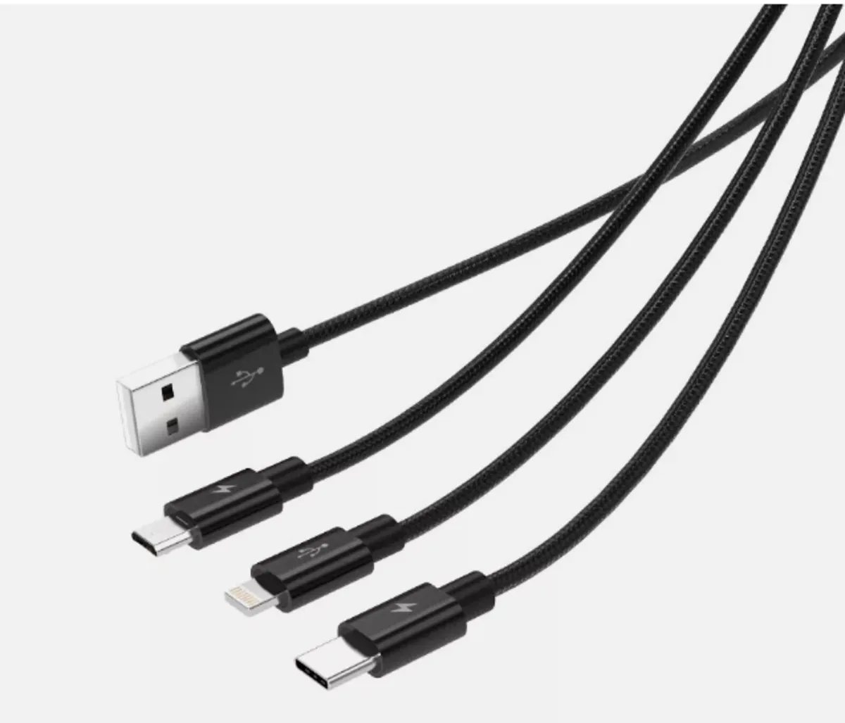 3in1 phone charger cable 1.2 metres.3 colours - Image 3