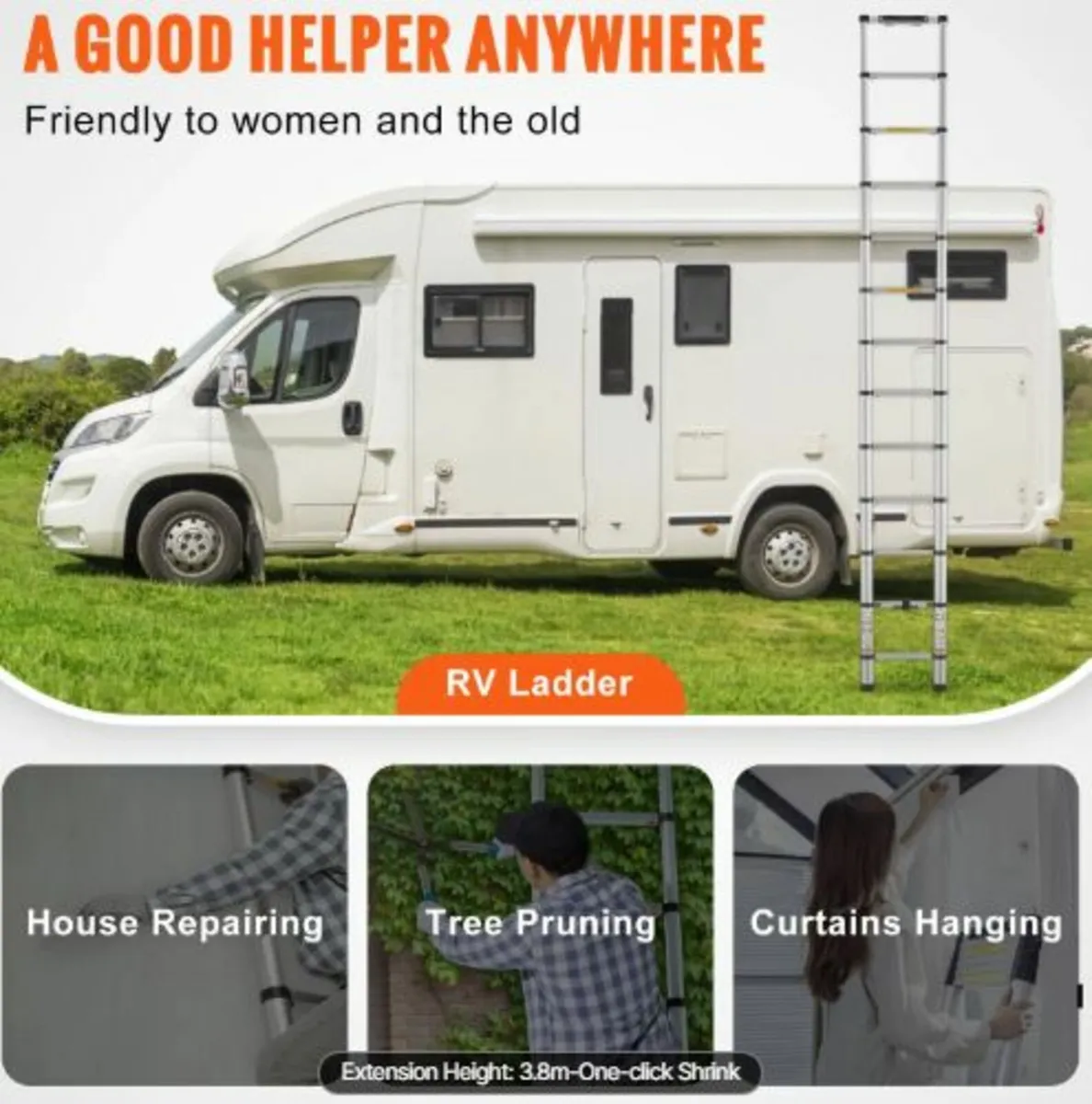 Telescoping Ladder Aluminum Extension Step 381 cm - Image 4