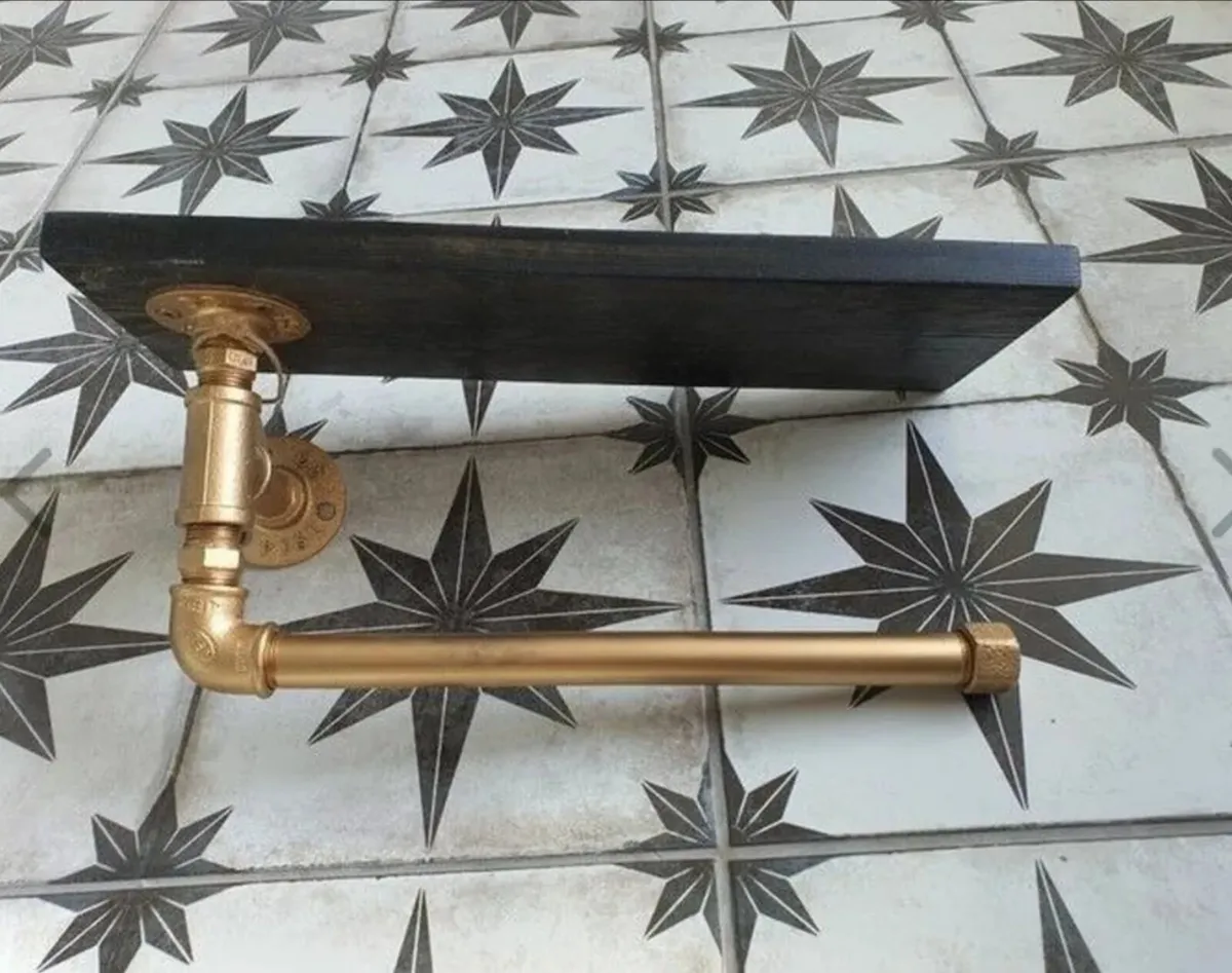 Industrial Pipe Kitchen Towel Holder with rustic o - Image 2
