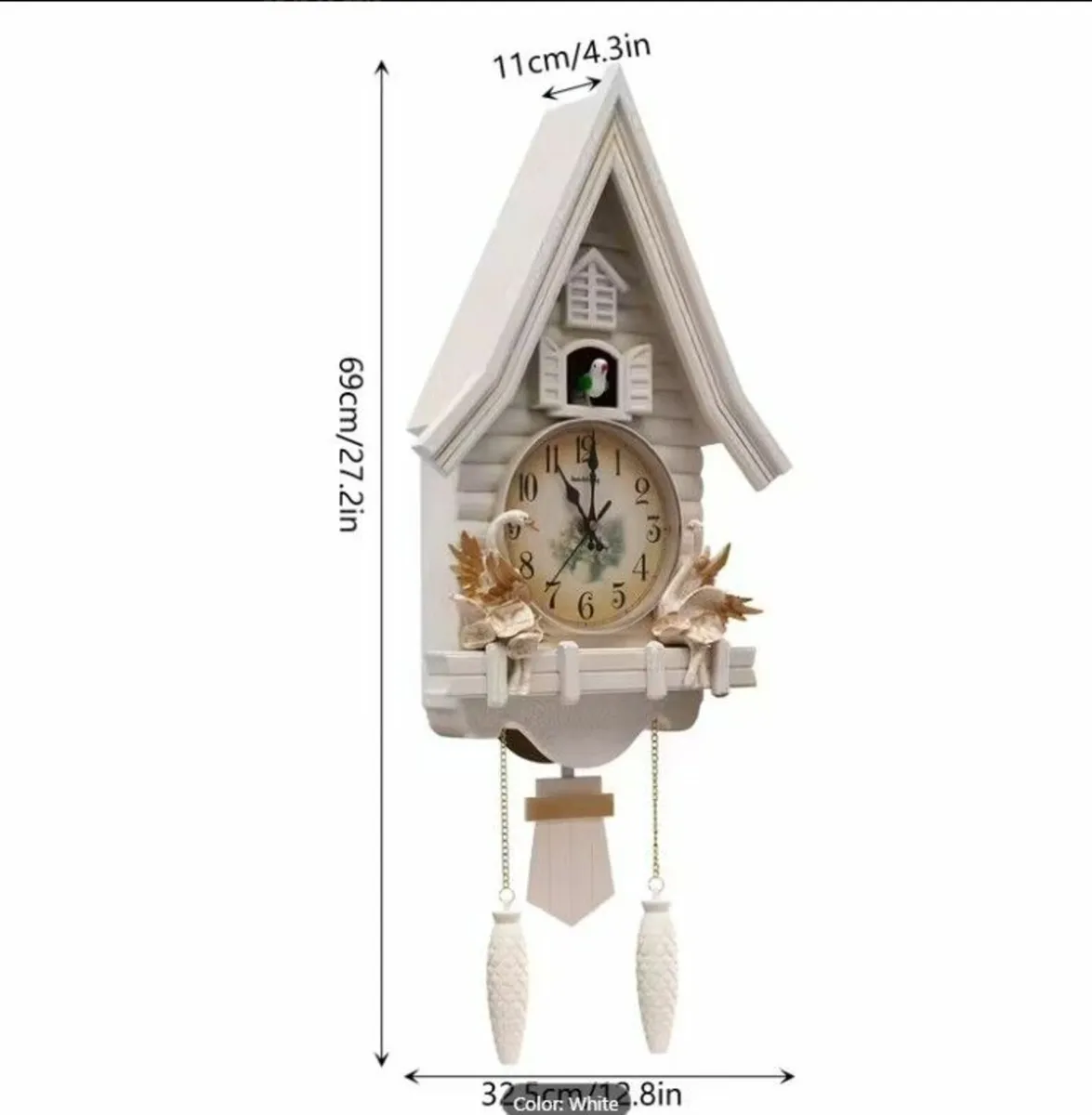 Cuckoo Wall Clock White - Image 3