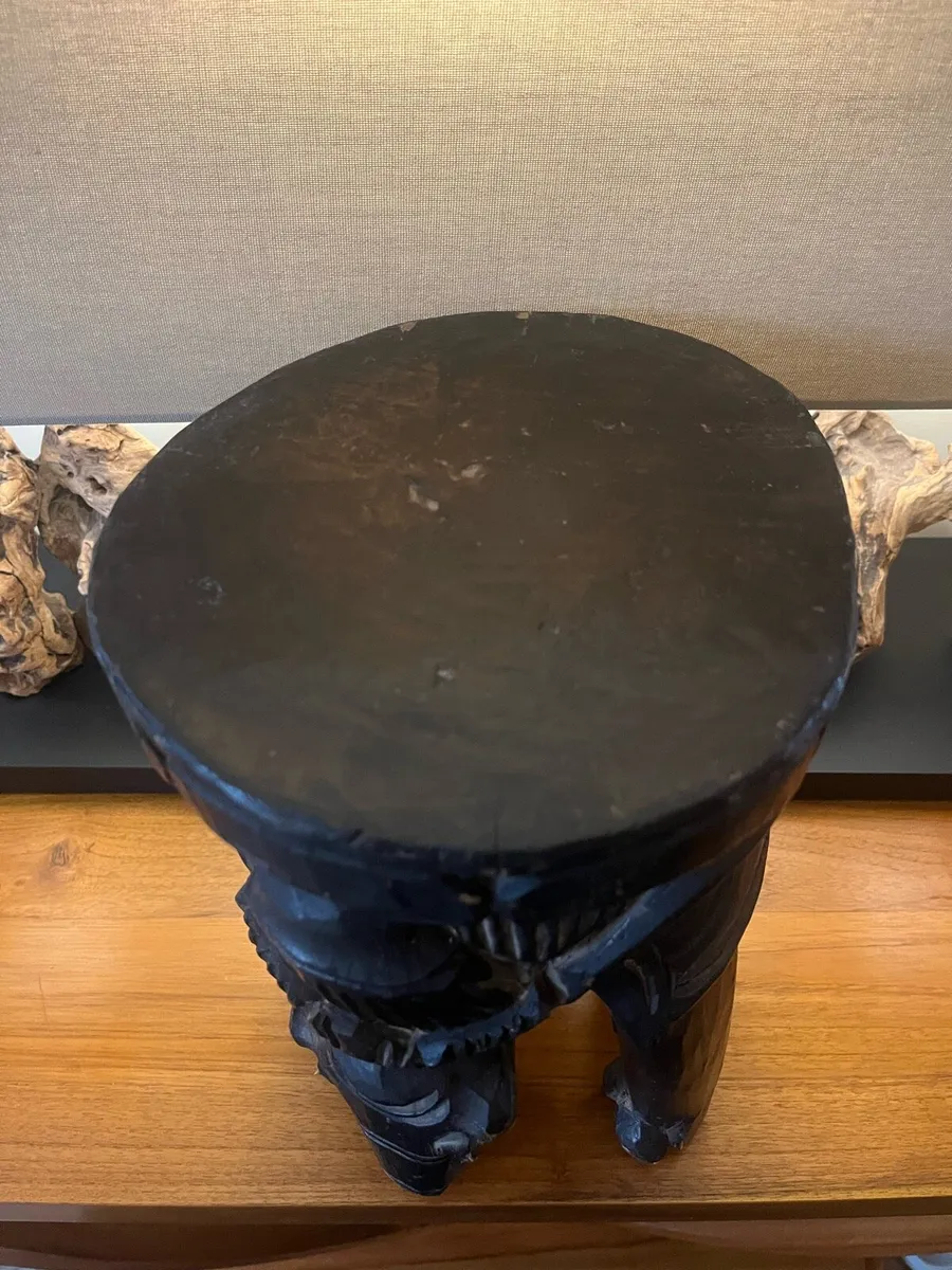 Antique African Carved Elephant Stool - Image 3
