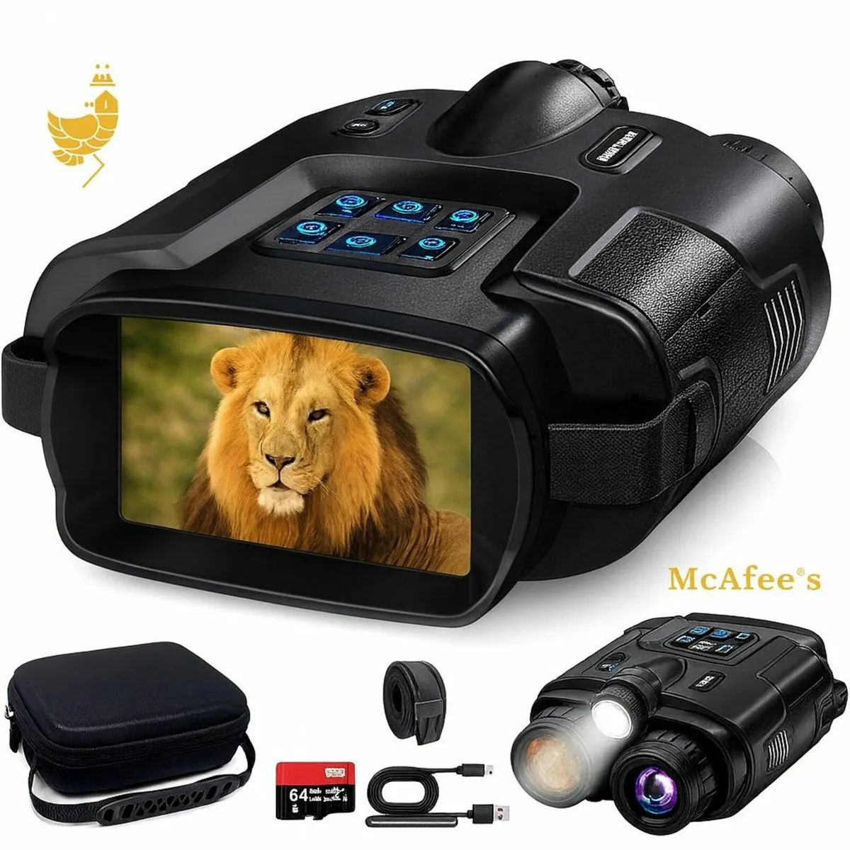 8x 4K Ultra HD Night Vision Binoculars with 64GB C - Image 1