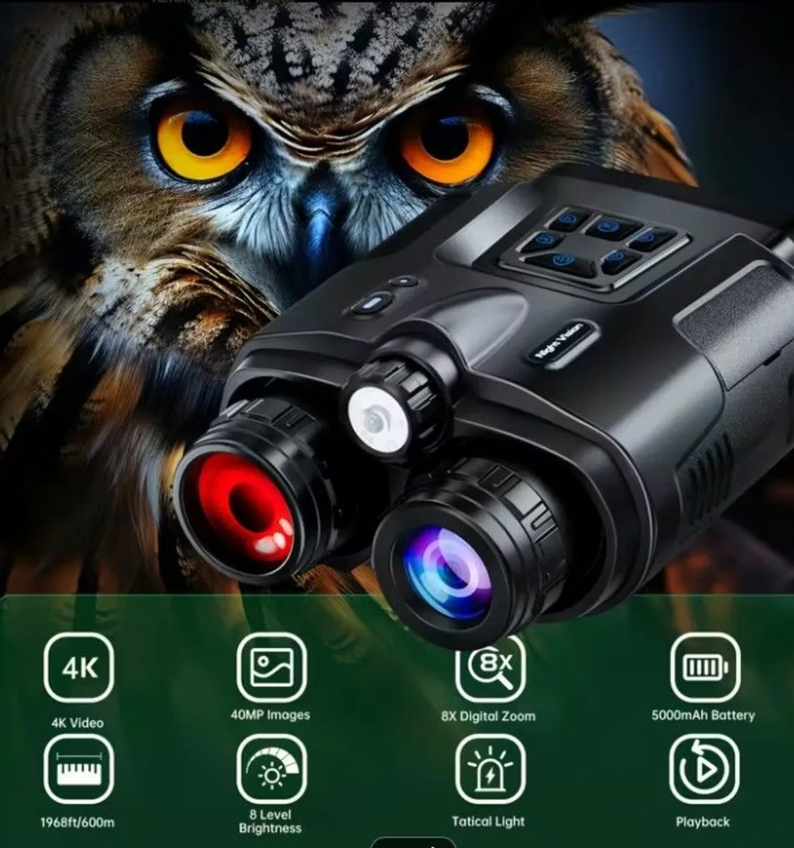 8x 4K Ultra HD Night Vision Binoculars with 64GB C - Image 2