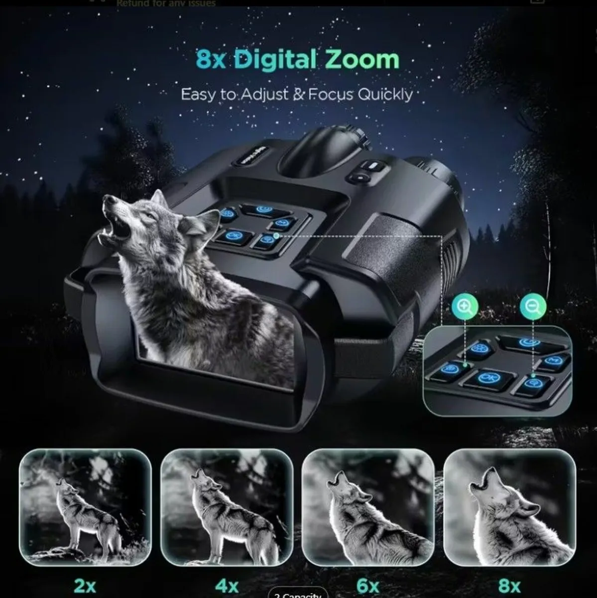 8x 4K Ultra HD Night Vision Binoculars with 64GB C - Image 3
