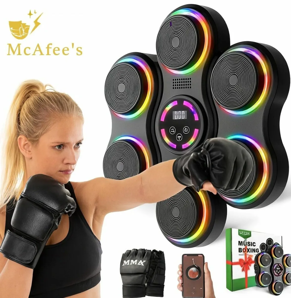 Music Boxing Machine  9 Speed Modes LED Wall Punch - Image 1
