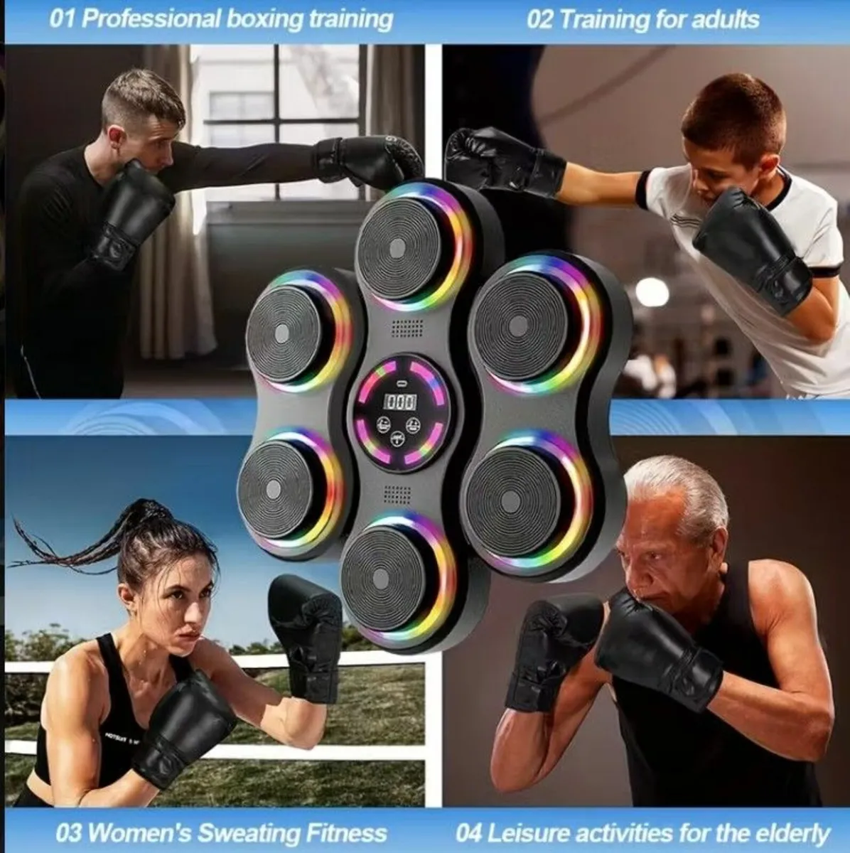 Music Boxing Machine  9 Speed Modes LED Wall Punch - Image 2