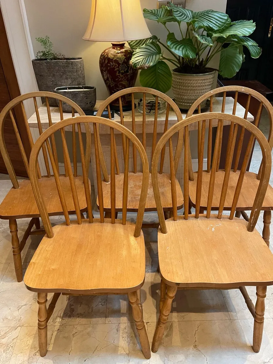 5 x Solid Wooden Kitchen Dining Chairs - Deliver - Image 1