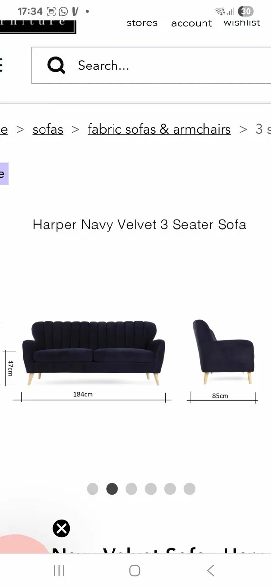 Stunning Velvet Sofa - Image 3