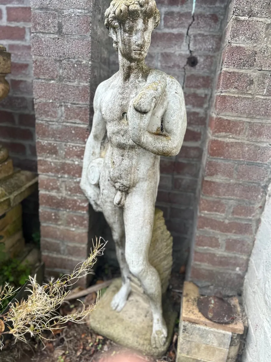 Vintage Stone Cast Statue of a Male - Image 2