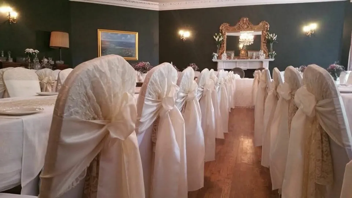 Wedding Decor chair covers , backdrop , lacehoods - Image 1