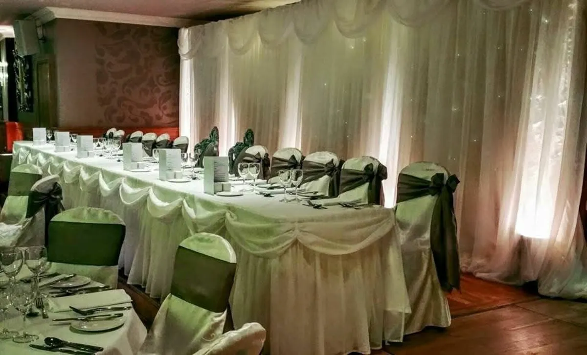 Wedding Decor chair covers , backdrop , lacehoods - Image 3