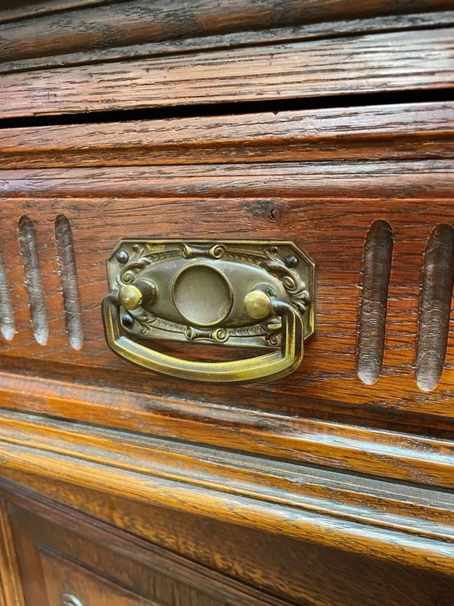 Antique French Henri II Style Oak Carved Buffet with Swags & Cornucopia Detail - Image 4