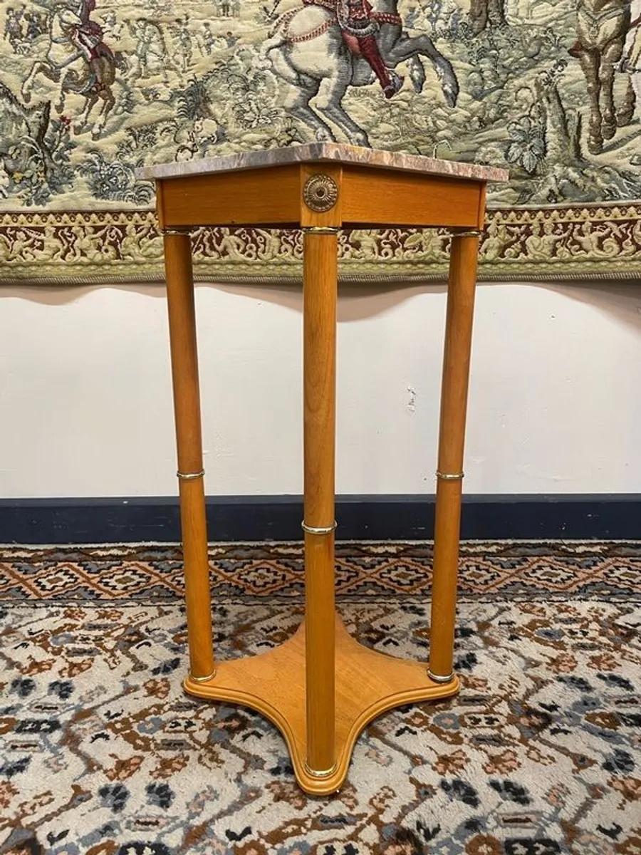 Vintage Marble Top Plant Stand or Side Table - Image 1