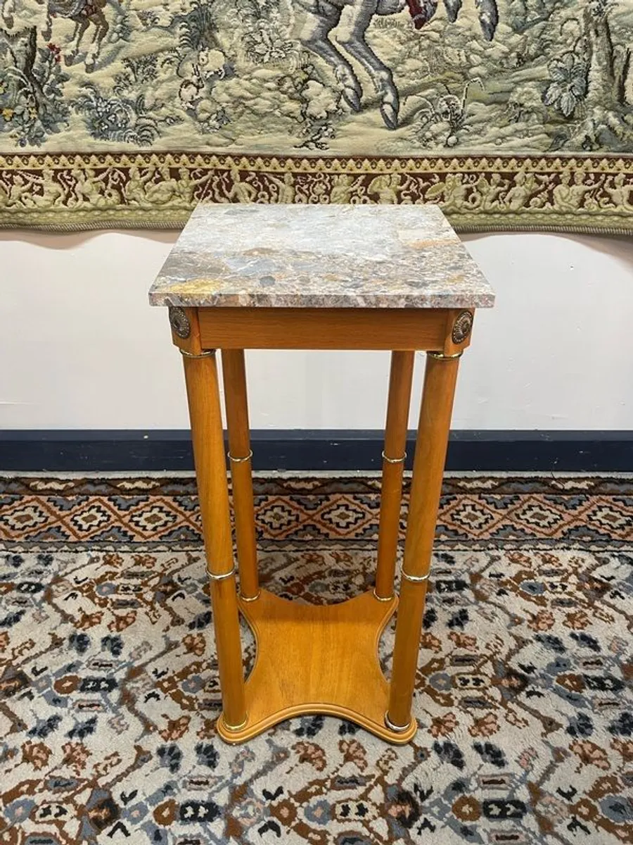 Vintage Marble Top Plant Stand or Side Table - Image 2