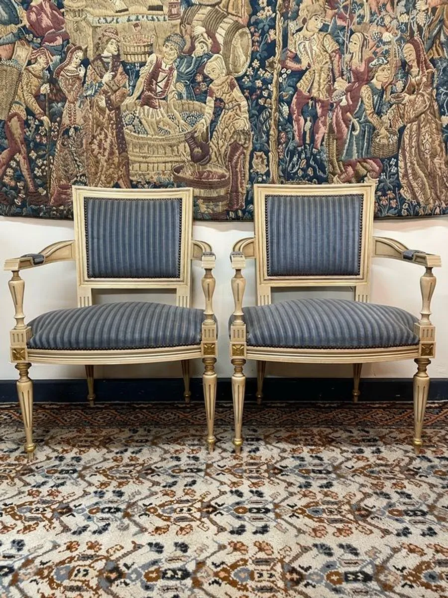 Pair of French Louis XV Style Armchairs - Image 1