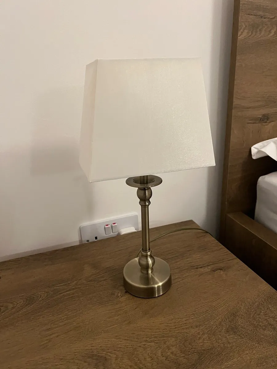 Bedside Cream & Brass Lamps x 2 - Image 1