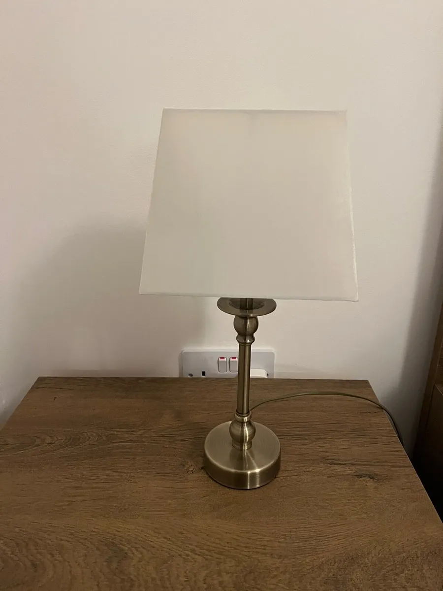 Bedside Cream & Brass Lamps x 2 - Image 2