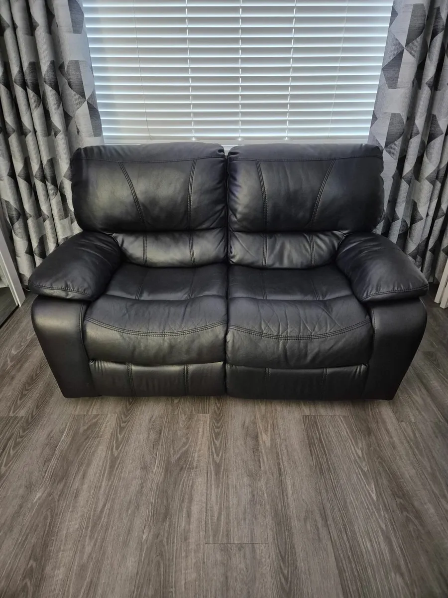 Black leather recliner sofa - Image 2