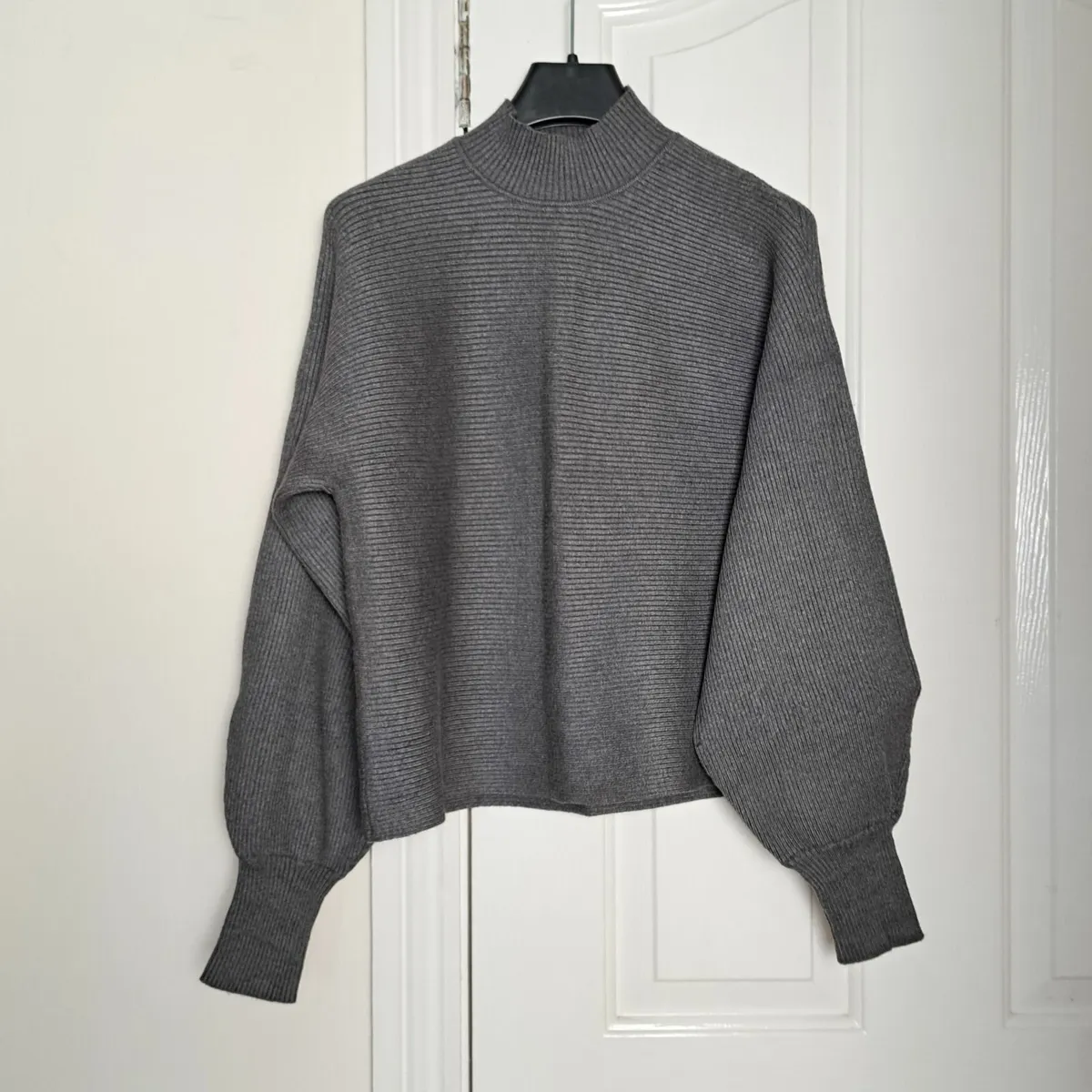 Bershka Grey High Neck Sweater Jumper Size XS - Image 1