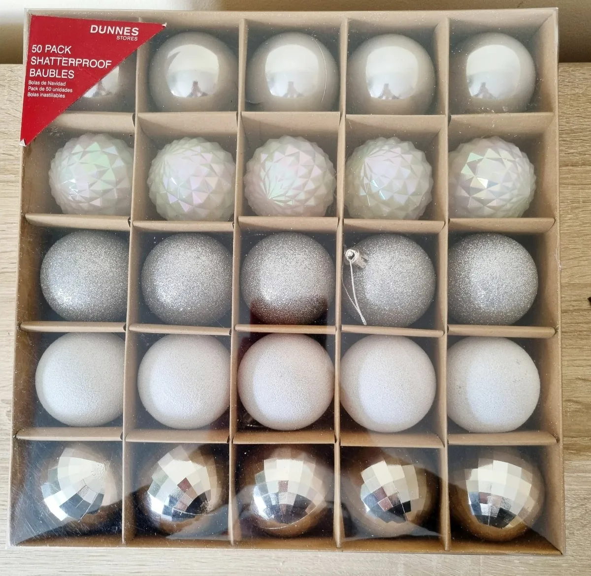 Shatterproof baubles 50 pack - silver - NEW - Image 1