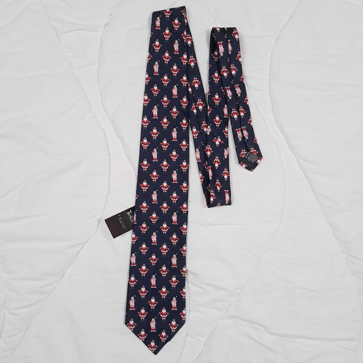 Tie Rack Navy Blue Red Santa Christmas Novelty Tie - Image 2