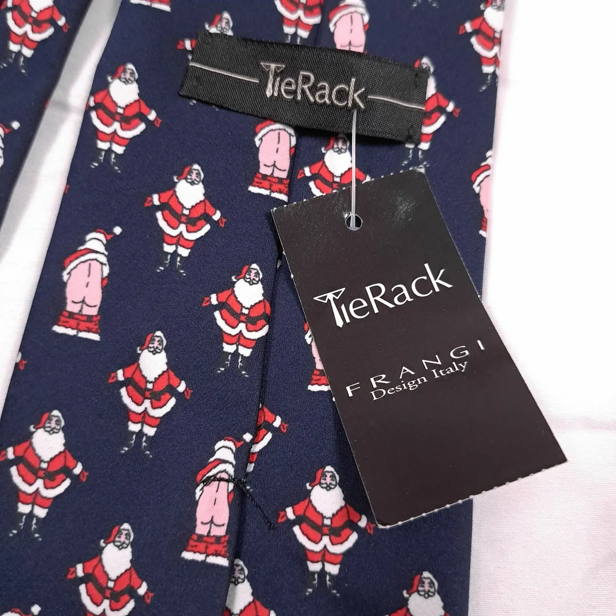 Tie Rack Navy Blue Red Santa Christmas Novelty Tie - Image 1