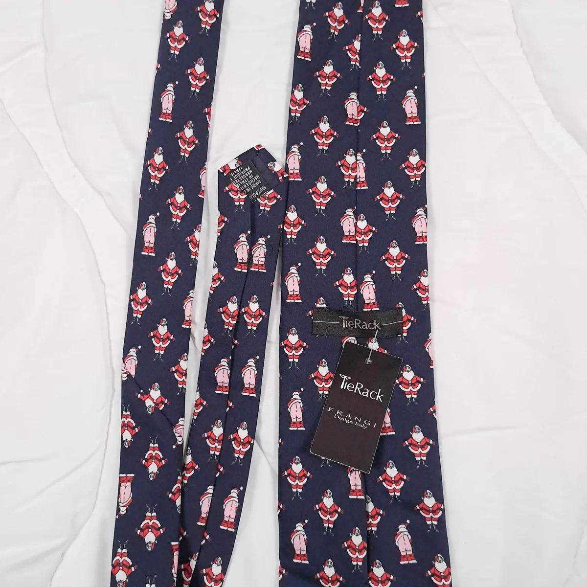 Tie Rack Navy Blue Red Santa Christmas Novelty Tie - Image 4