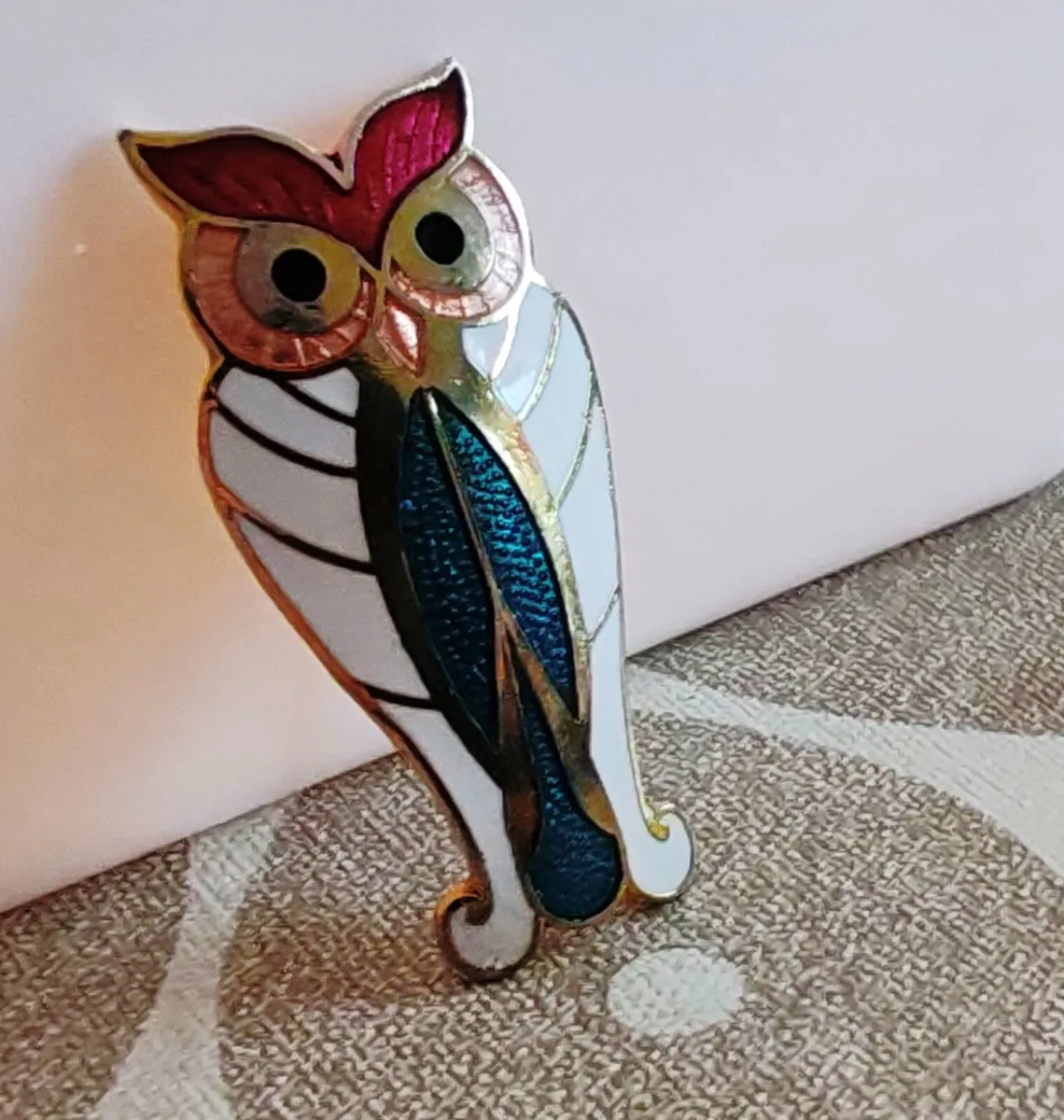 Cloisonne owl brooch - Image 2