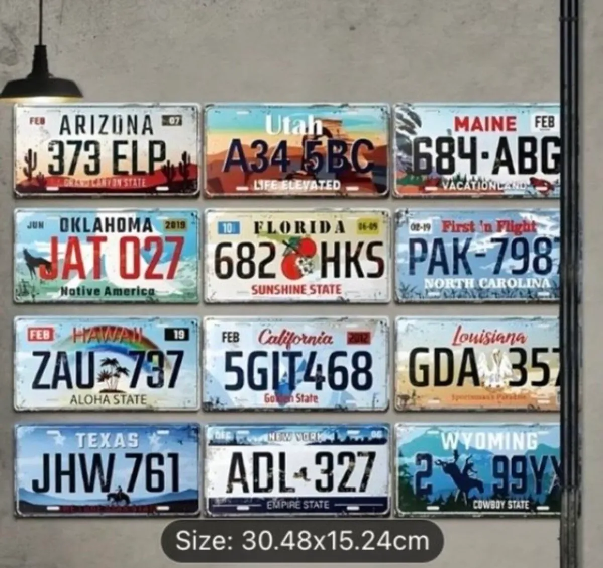 12 Metal USA car plates free postage - Image 1