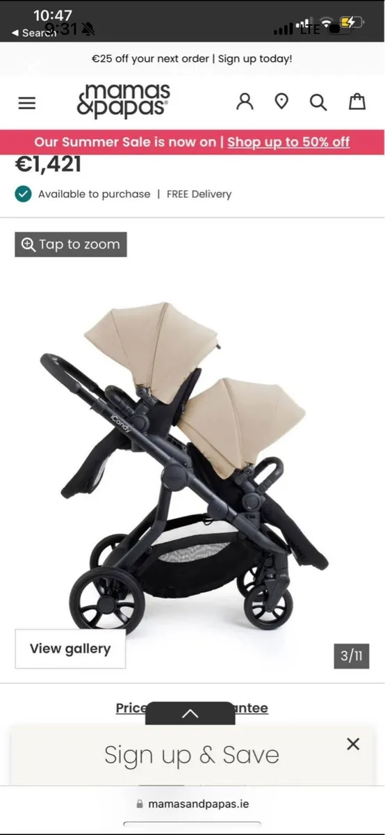 Icandy orange double pushchair - Image 3