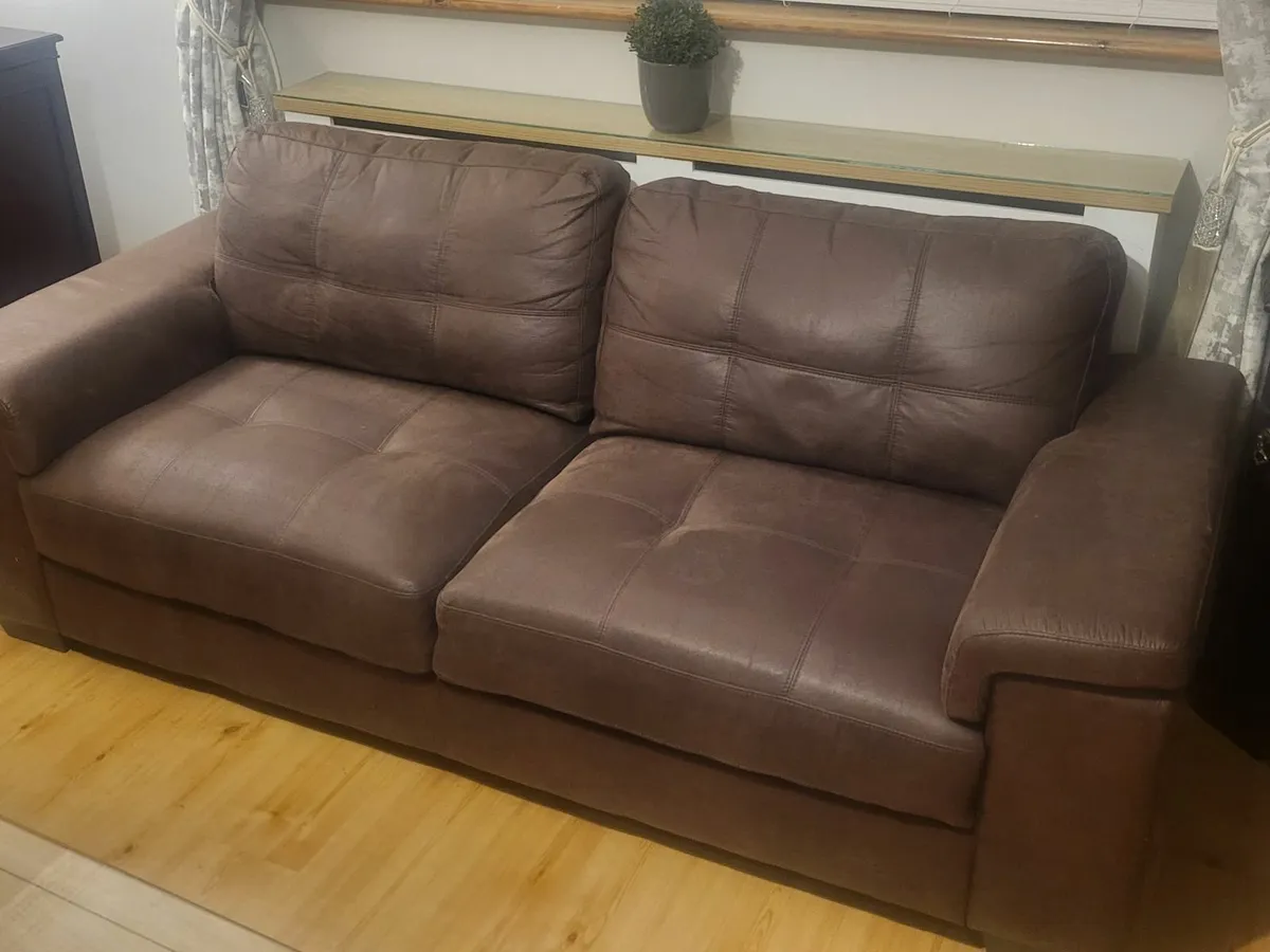 3-Seater Brown Sofa - Image 2