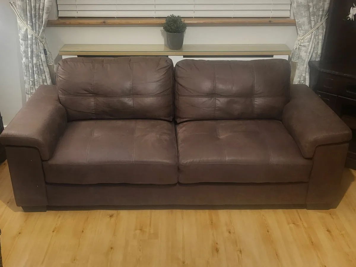 3-Seater Brown Sofa - Image 1