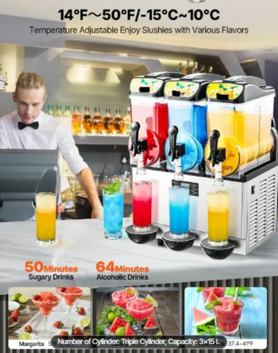 Commercial Frozen Drink Maker, 15Lx3 Triple Tank - Image 4