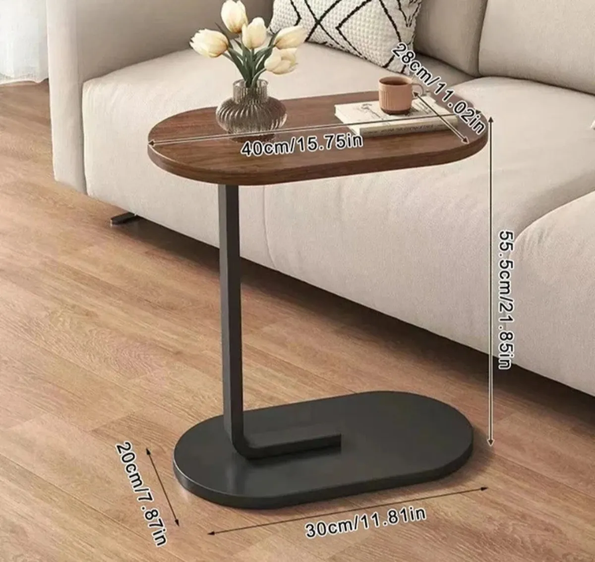 C Shaped Compact Sofa Side End Coffee Table NEW - Image 2
