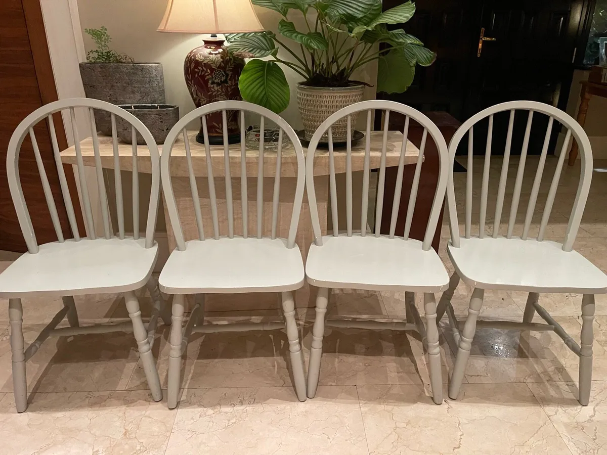 4 x Light Grey Kitchen Dining Chairs - Can Deliver - Image 1