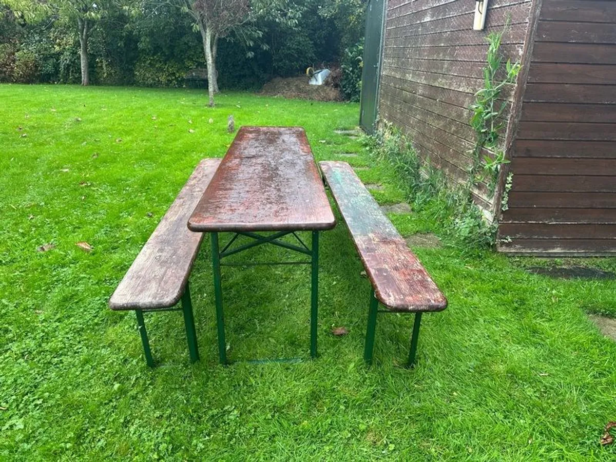 Beer garden table and bench set. - Image 2